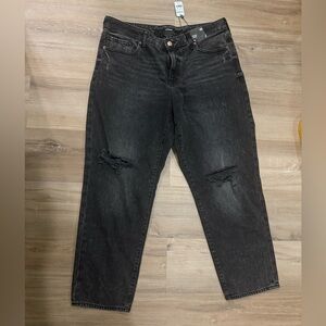 Express Black Boyfriend Jeans Distressed Relaxed Fit size 14